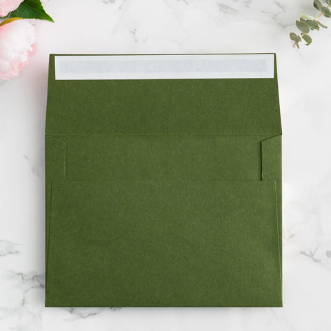 NingsPaper 50 Pieces  A7 5 x 7'' Olive Green Self Seal Envelopes