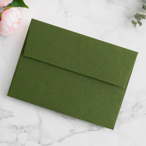 NingsPaper 50 Pieces  A7 5 x 7'' Olive Green Self Seal Envelopes