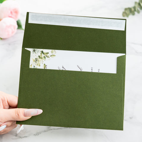NingsPaper 50 Pieces  A7 5 x 7'' Olive Green Self Seal Envelopes