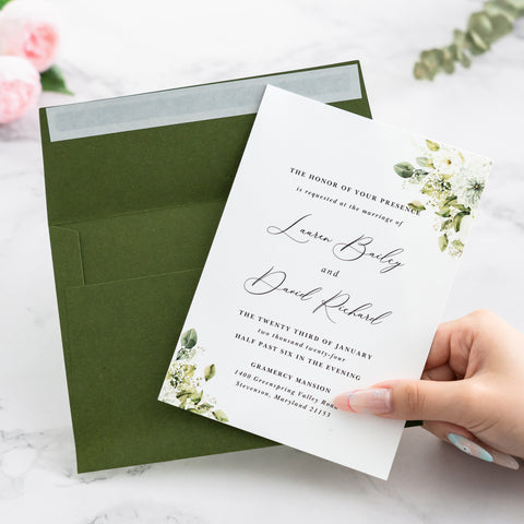 NingsPaper 50 Pieces  A7 5 x 7'' Olive Green Self Seal Envelopes