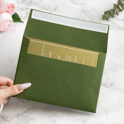 NingsPaper 50 Pieces  A7 5 x 7'' Olive Green Self Seal Envelopes