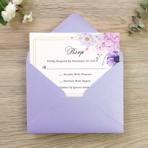 NingsPaper 50 Pieces Lilac A1 3.62 × 5.12 Inches Envelopes