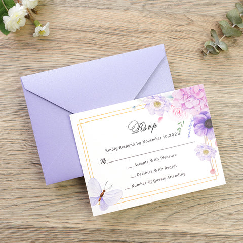 NingsPaper 50 Pieces Lilac A1 3.62 × 5.12 Inches Envelopes