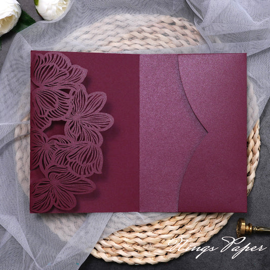 NingsPaper Tri-Fold Exquisite Flower Laser Cut Pockets Series PA-2120