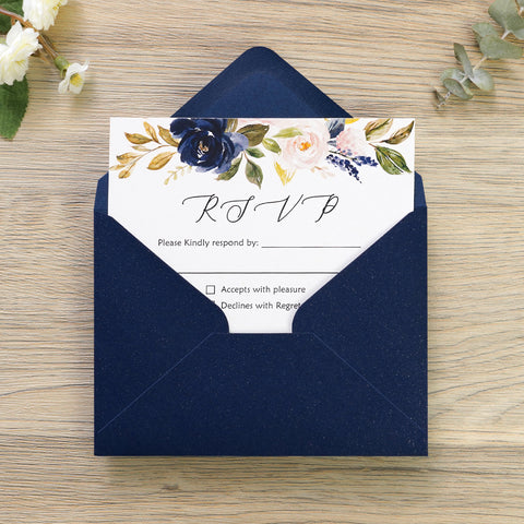 NingsPaper 50 Pieces Navy Blue A1 3.62 × 5.12 Inches Envelopes