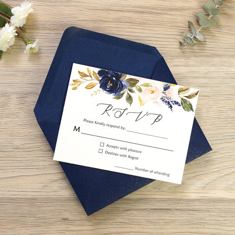 NingsPaper 50 Pieces Navy Blue A1 3.62 × 5.12 Inches Envelopes