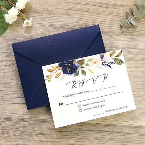NingsPaper 50 Pieces Navy Blue A1 3.62 × 5.12 Inches Envelopes