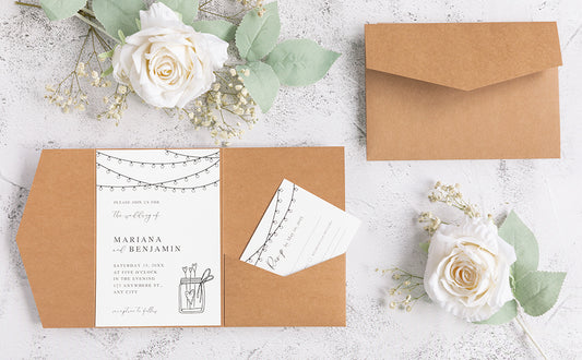 NingsPaper Kraft Triple Folded  Wedding Invitation Pocket