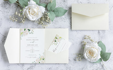NingsPaper Ivory Triple Folded  Wedding Invitation Pocket