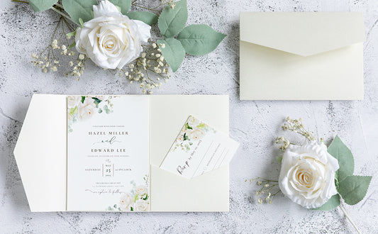 NingsPaper Ivory Triple Folded  Wedding Invitation Pocket
