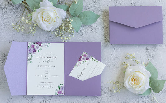 NingsPaper Lilac Triple Folded  Wedding Invitation Pocket