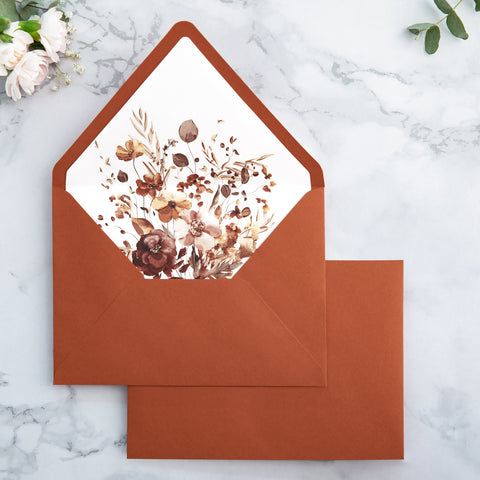 NingsPaper 50 Pieces  Burnt Orange Liner Euro Flap Envelopes for  Wedding Invitation Card
