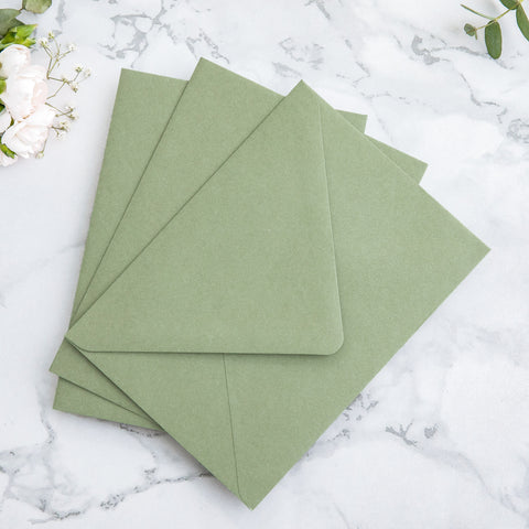 NingsPaper 50 Pieces Sage Green Floral Liner Euro Flap Envelopes for  Wedding Invitation Card