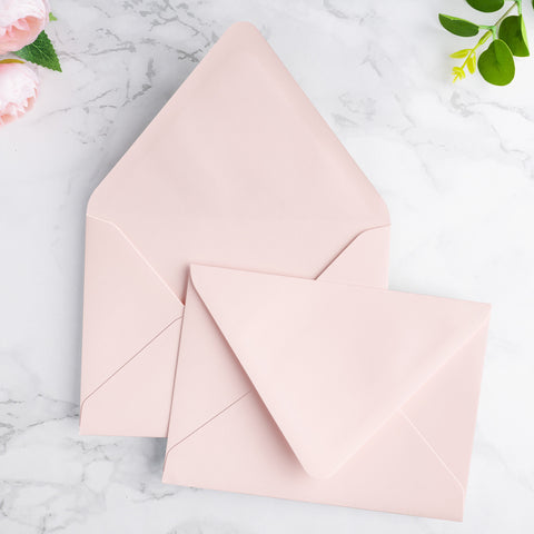 NingsPaper 50 Pieces A7 Euro Flap Envelopes, Blush Pink 5x7 Envelopes