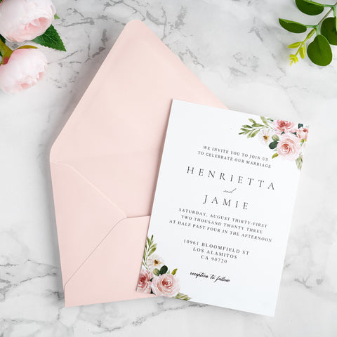 NingsPaper 50 Pieces A7 Euro Flap Envelopes, Blush Pink 5x7 Envelopes