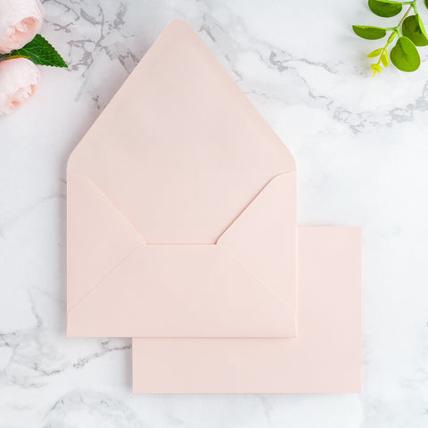 NingsPaper 50 Pieces A7 Euro Flap Envelopes, Blush Pink 5x7 Envelopes