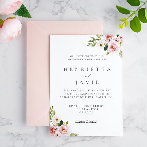NingsPaper 50 Pieces A7 Euro Flap Envelopes, Blush Pink 5x7 Envelopes