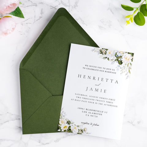 NingsPaper 50 Pieces A7 Euro Flap Envelopes, Olive Green 5x7 Envelopes