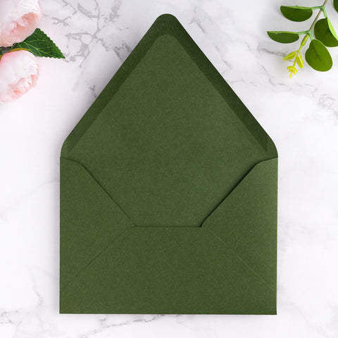 NingsPaper 50 Pieces A7 Euro Flap Envelopes, Olive Green 5x7 Envelopes
