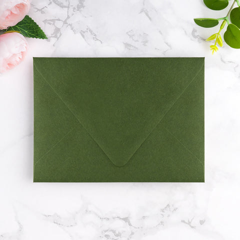 NingsPaper 50 Pieces A7 Euro Flap Envelopes, Olive Green 5x7 Envelopes