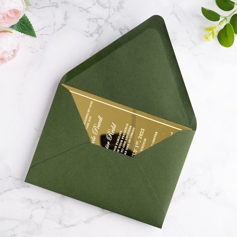 NingsPaper 50 Pieces A7 Euro Flap Envelopes, Olive Green 5x7 Envelopes