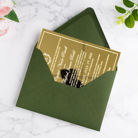 NingsPaper 50 Pieces A7 Euro Flap Envelopes, Olive Green 5x7 Envelopes