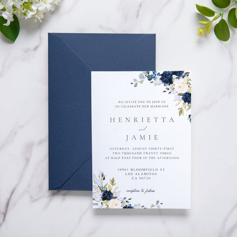 NingsPaper 50 Pieces A8 Envelopes, Large 5x7 Navy Blue Envelopes