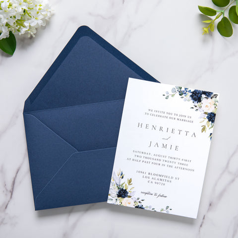 NingsPaper 50 Pieces A8 Envelopes, Large 5x7 Navy Blue Envelopes
