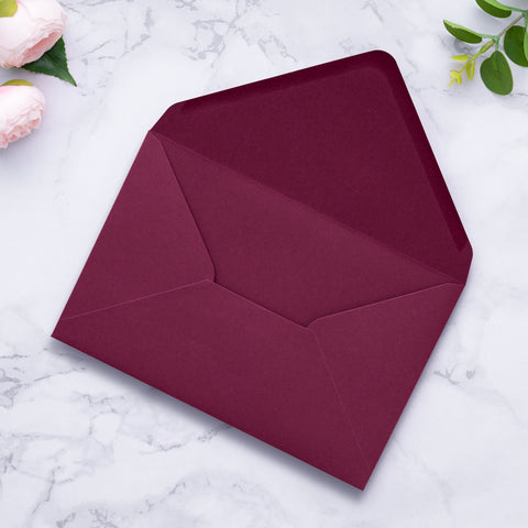 NingsPaper A9 Envelopes, 5.75 x 8.75'' Burgundy Wedding Mailing Envelopes