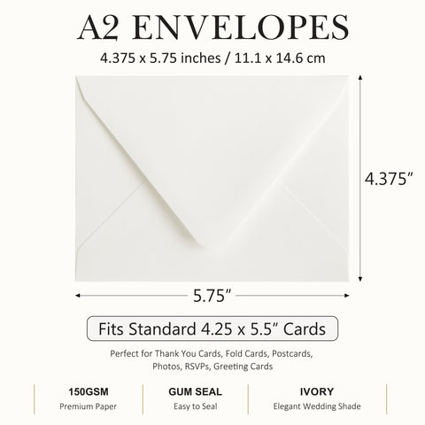 NingsPaper 50 Pieces Ivory A2 Envelopes for 4.25×5.5 Cards