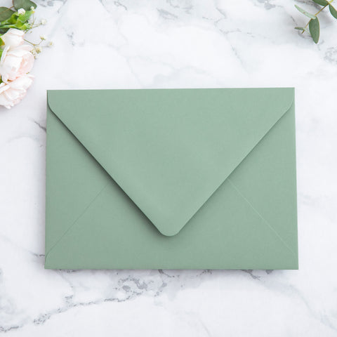 NingsPaper 50 Pieces Sage Green Floral Liner Euro Flap Envelopes for  Wedding Invitation Card