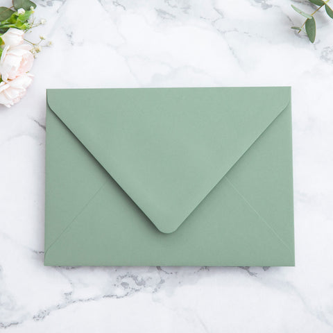 NingsPaper 50 Pieces  A7 Envelopes, Euro Flap Liner 5x7 Light Sage Green Envelopes