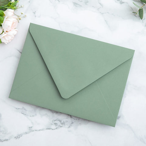 NingsPaper 50 Pieces  A7 Envelopes, Euro Flap Liner 5x7 Light Sage Green Envelopes