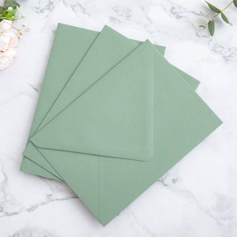NingsPaper 50 Pieces Sage Green Floral Liner Euro Flap Envelopes for  Wedding Invitation Card