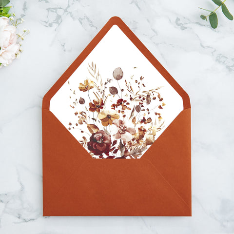 NingsPaper 50 Pieces  Burnt Orange Liner Euro Flap Envelopes for  Wedding Invitation Card