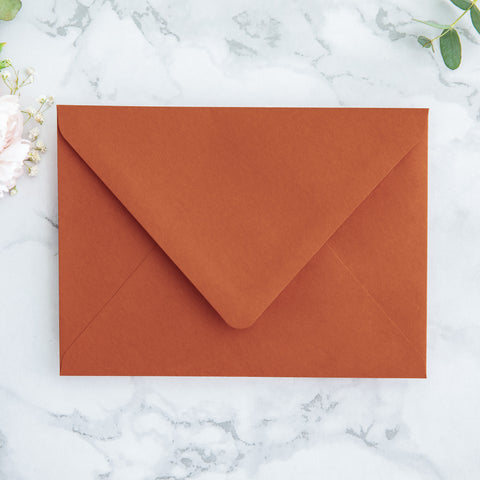 NingsPaper 50 Pieces  Burnt Orange Liner Euro Flap Envelopes for  Wedding Invitation Card
