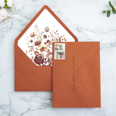 NingsPaper 50 Pieces  Burnt Orange Liner Euro Flap Envelopes for  Wedding Invitation Card