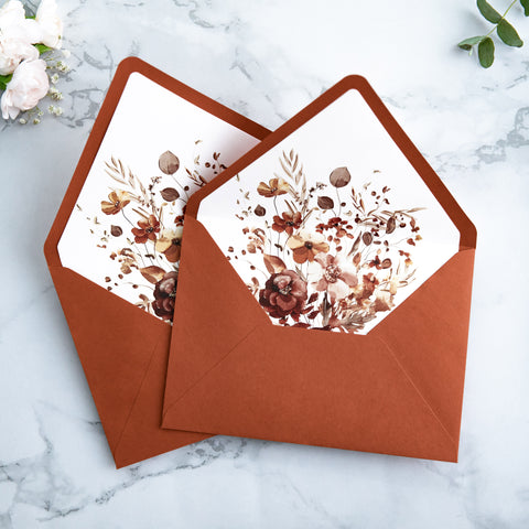 NingsPaper 50 Pieces  Burnt Orange Liner Euro Flap Envelopes for  Wedding Invitation Card
