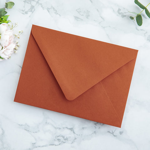NingsPaper 50 Pieces  Burnt Orange Liner Euro Flap Envelopes for  Wedding Invitation Card