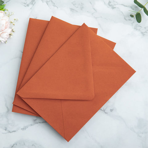 NingsPaper 50 Pieces  Burnt Orange Liner Euro Flap Envelopes for  Wedding Invitation Card