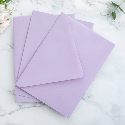 NingsPaper 50 Pieces  A7 Envelopes, Euro Flap Liner 5x7 Lilac Envelopes