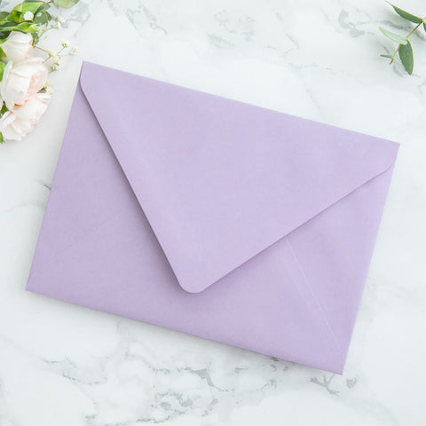 NingsPaper 50 Pieces  A7 Envelopes, Euro Flap Liner 5x7 Lilac Envelopes