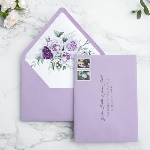 NingsPaper 50 Pieces  A7 Envelopes, Euro Flap Liner 5x7 Lilac Envelopes