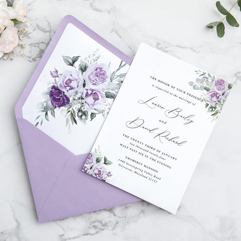 NingsPaper 50 Pieces  A7 Envelopes, Euro Flap Liner 5x7 Lilac Envelopes