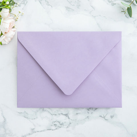 NingsPaper 50 Pieces  A7 Envelopes, Euro Flap Liner 5x7 Lilac Envelopes