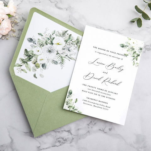 NingsPaper 50 Pieces  A7 Envelopes, Euro Flap Liner 5x7 Sage Green Envelopes