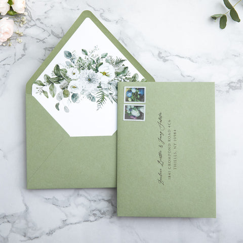 NingsPaper 50 Pieces  A7 Envelopes, Euro Flap Liner 5x7 Sage Green Envelopes