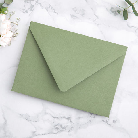 NingsPaper 50 Pieces  A7 Envelopes, Euro Flap Liner 5x7 Sage Green Envelopes