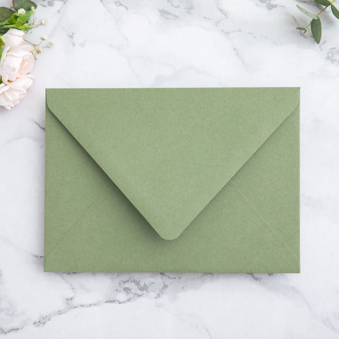 NingsPaper 50 Pieces  A7 Envelopes, Euro Flap Liner 5x7 Sage Green Envelopes