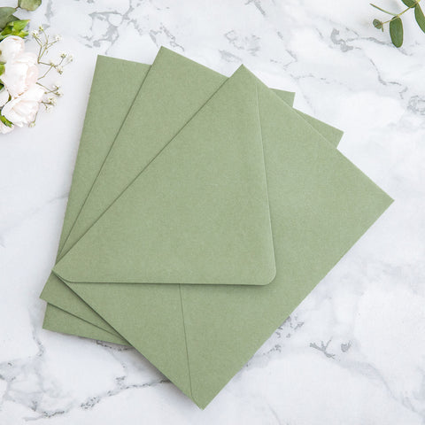 NingsPaper 50 Pieces  A7 Envelopes, Euro Flap Liner 5x7 Sage Green Envelopes